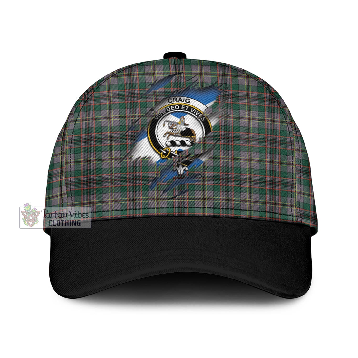 Tartan Vibes Clothing Craig Ancient Tartan Classic Cap with Family Crest In Me Style