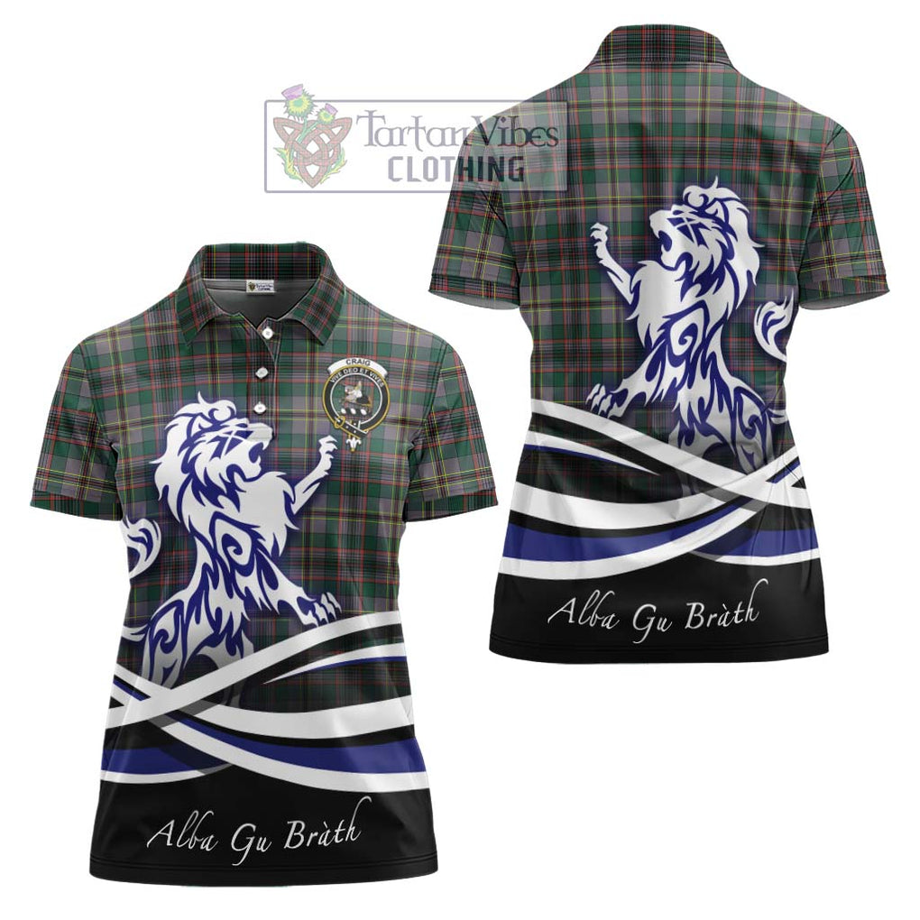 Craig Ancient Tartan Women's Polo Shirt with Alba Gu Brath Regal Lion Emblem Women - Tartanvibesclothing Shop