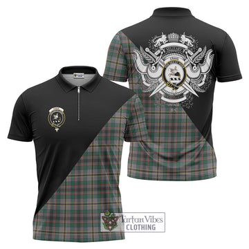 Craig Ancient Tartan Zipper Polo Shirt with Family Crest and Military Logo Style