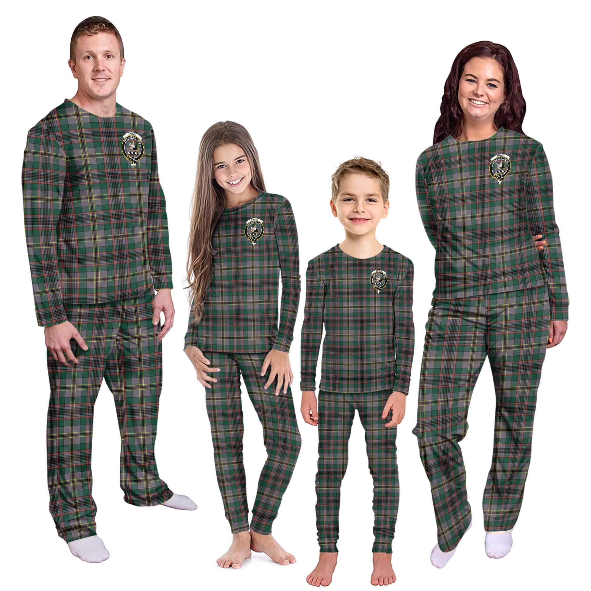 Craig Ancient Tartan Pajamas Family Set with Family Crest Kid - Tartan Vibes Clothing