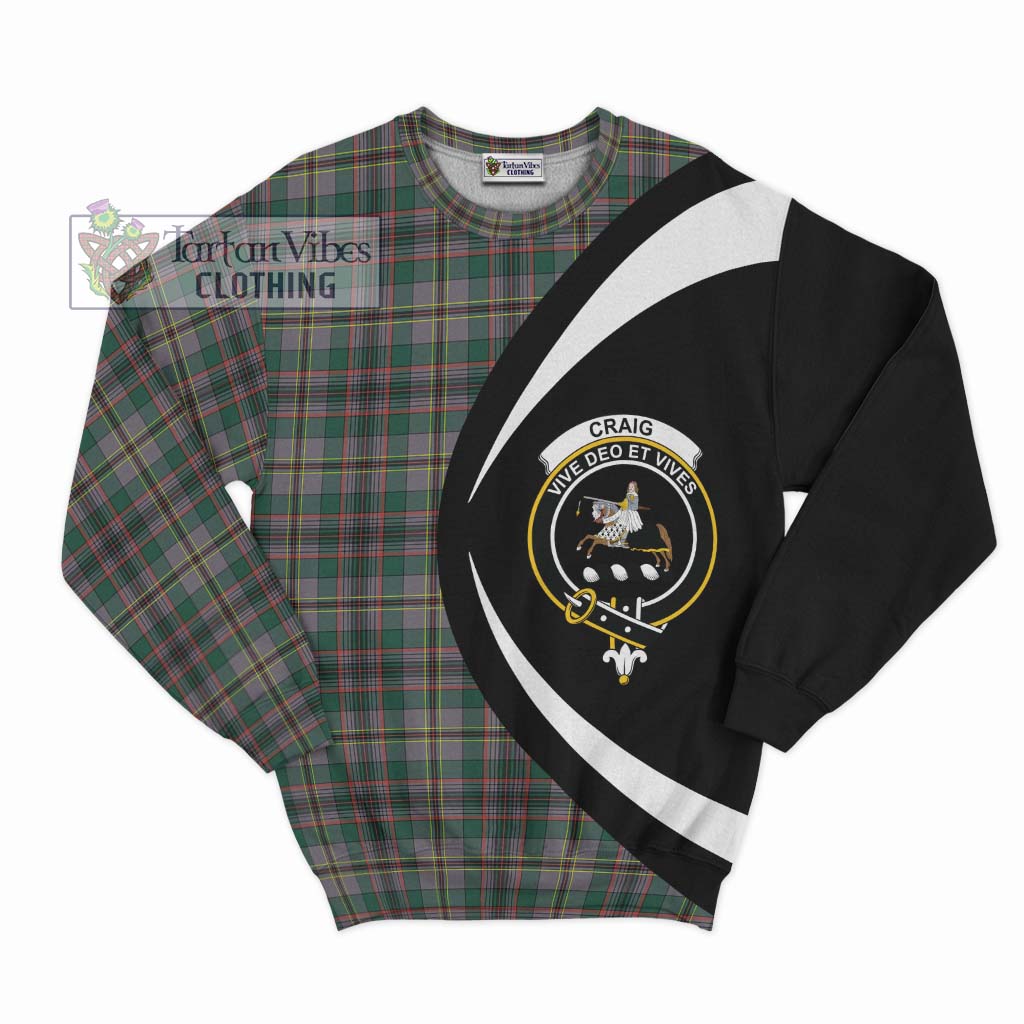 Craig Ancient Tartan Sweatshirt with Family Crest Circle Style Unisex - Tartan Vibes Clothing