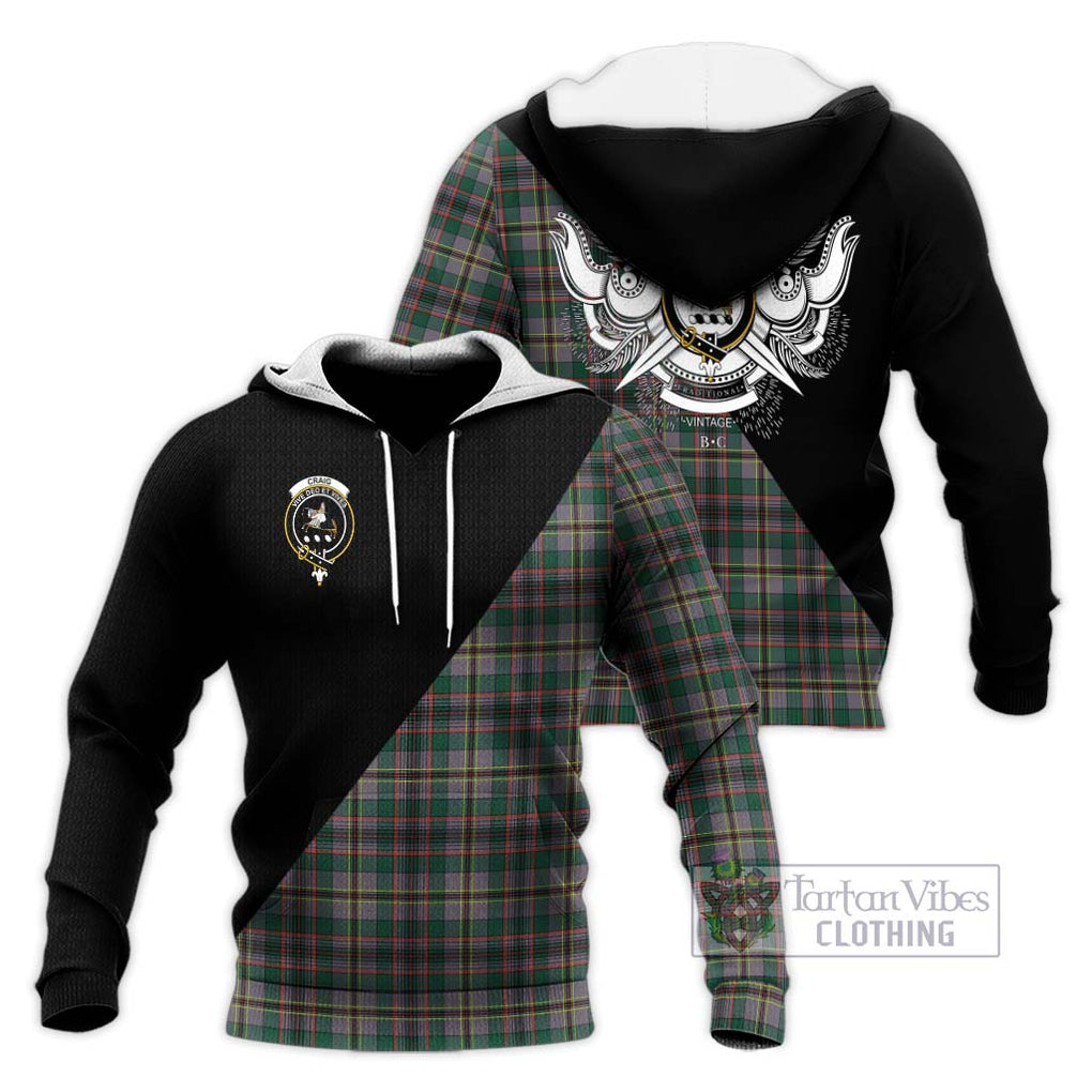 Craig Ancient Tartan Knitted Hoodie with Family Crest and Military Logo Style Unisex Knitted Pullover Hoodie - Tartanvibesclothing Shop