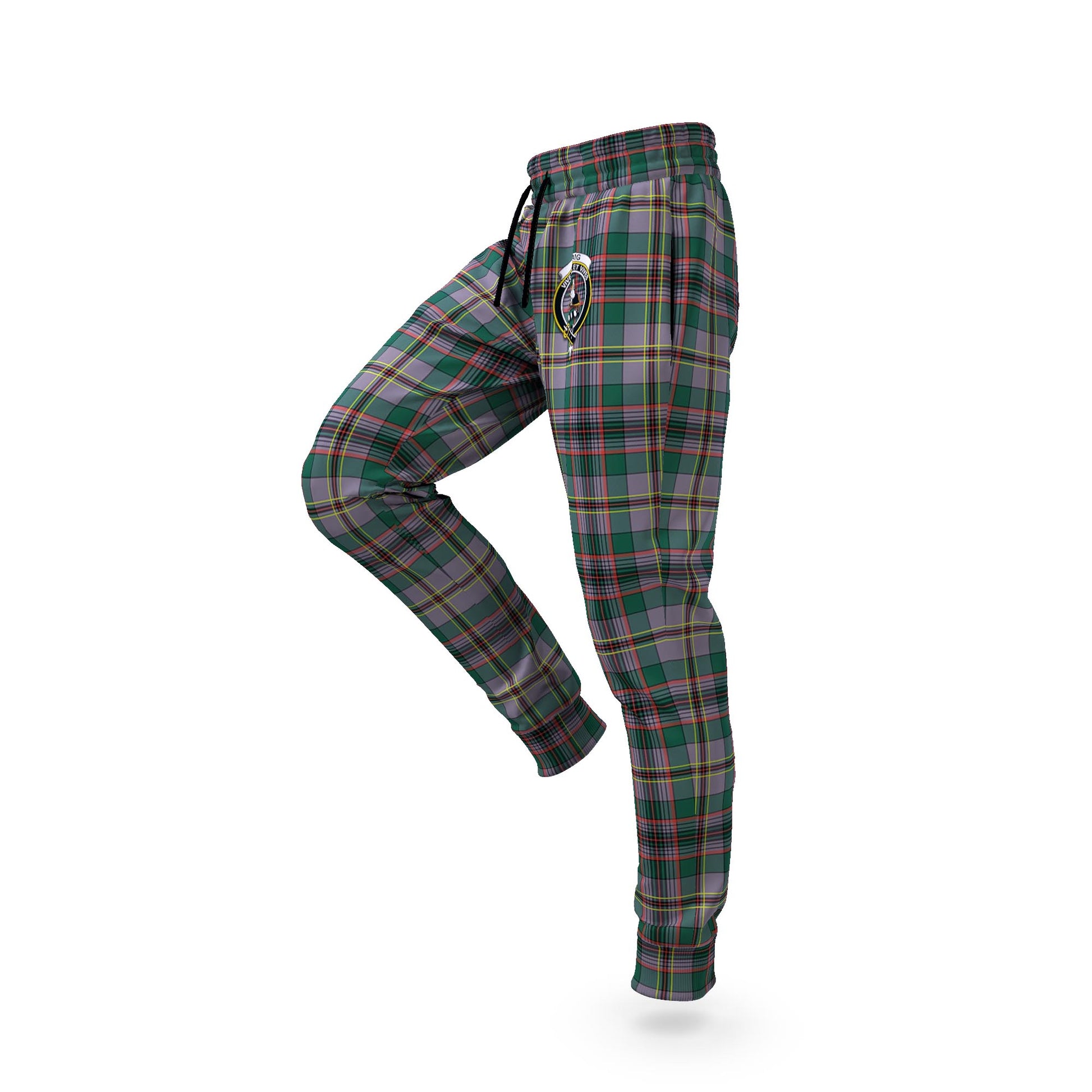 Craig Ancient Tartan Joggers Pants with Family Crest S - Tartan Vibes Clothing