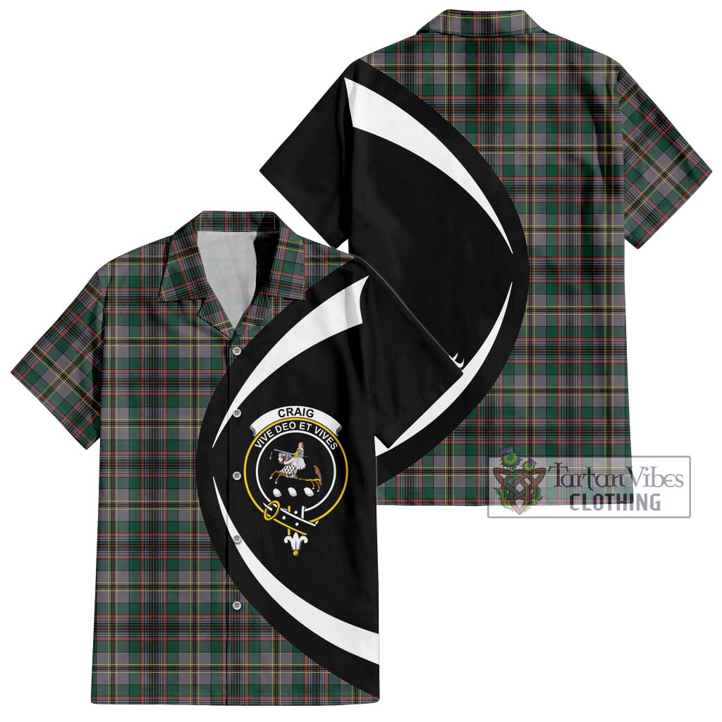 Craig Ancient Tartan Short Sleeve Button Up with Family Crest Circle Style Kid - Tartan Vibes Clothing