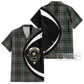 Craig Ancient Tartan Short Sleeve Button Up with Family Crest Circle Style