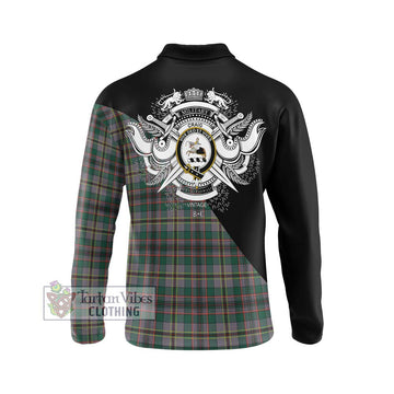 Craig Ancient Tartan Long Sleeve Polo Shirt with Family Crest and Military Logo Style