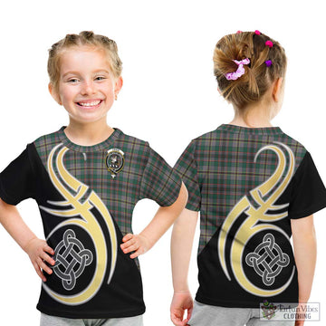 Craig Ancient Tartan Kid T-Shirt with Family Crest and Celtic Symbol Style