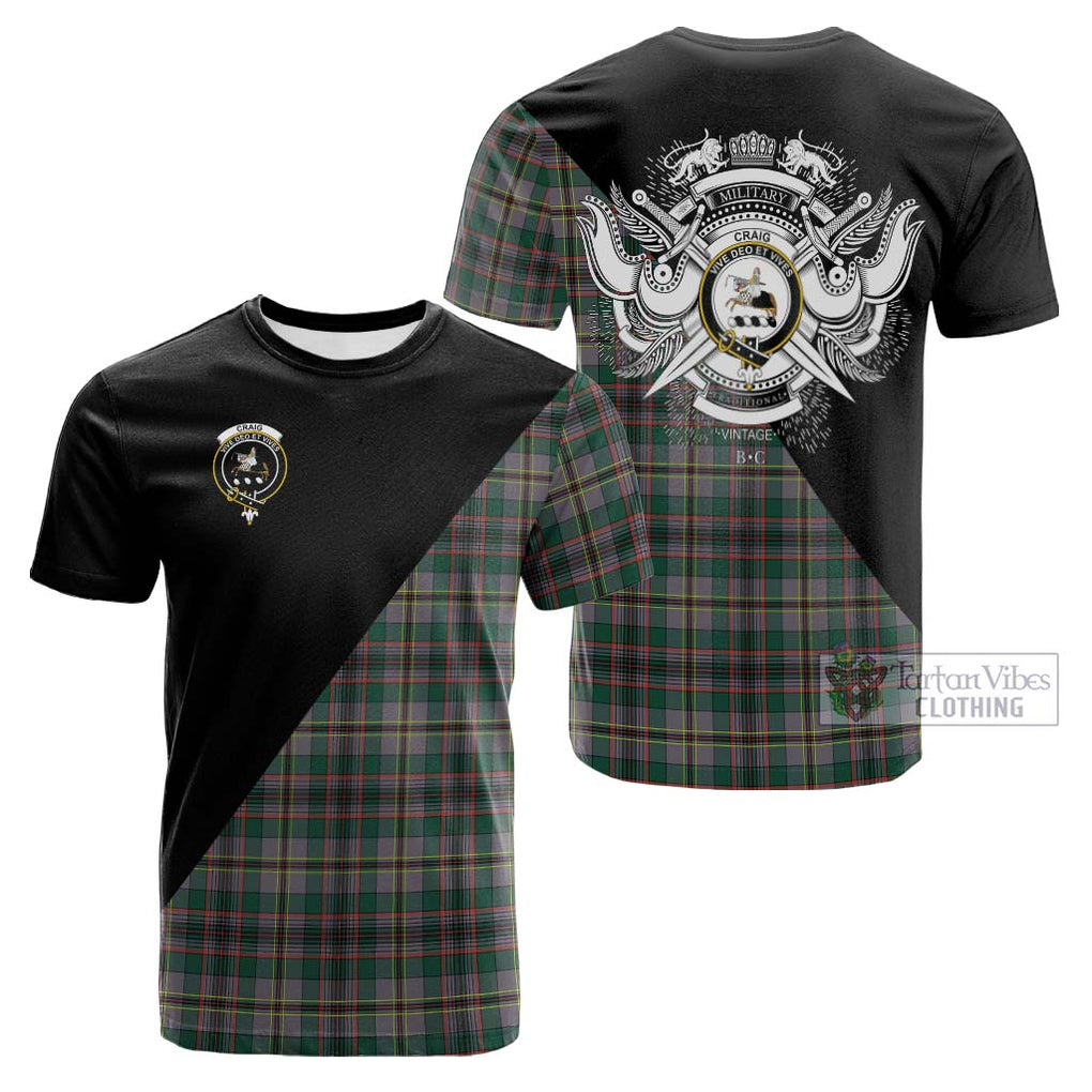 Tartan Vibes Clothing Craig Ancient Tartan Cotton T-shirt with Family Crest and Military Logo Style