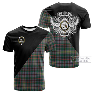 Craig Ancient Tartan Cotton T-shirt with Family Crest and Military Logo Style