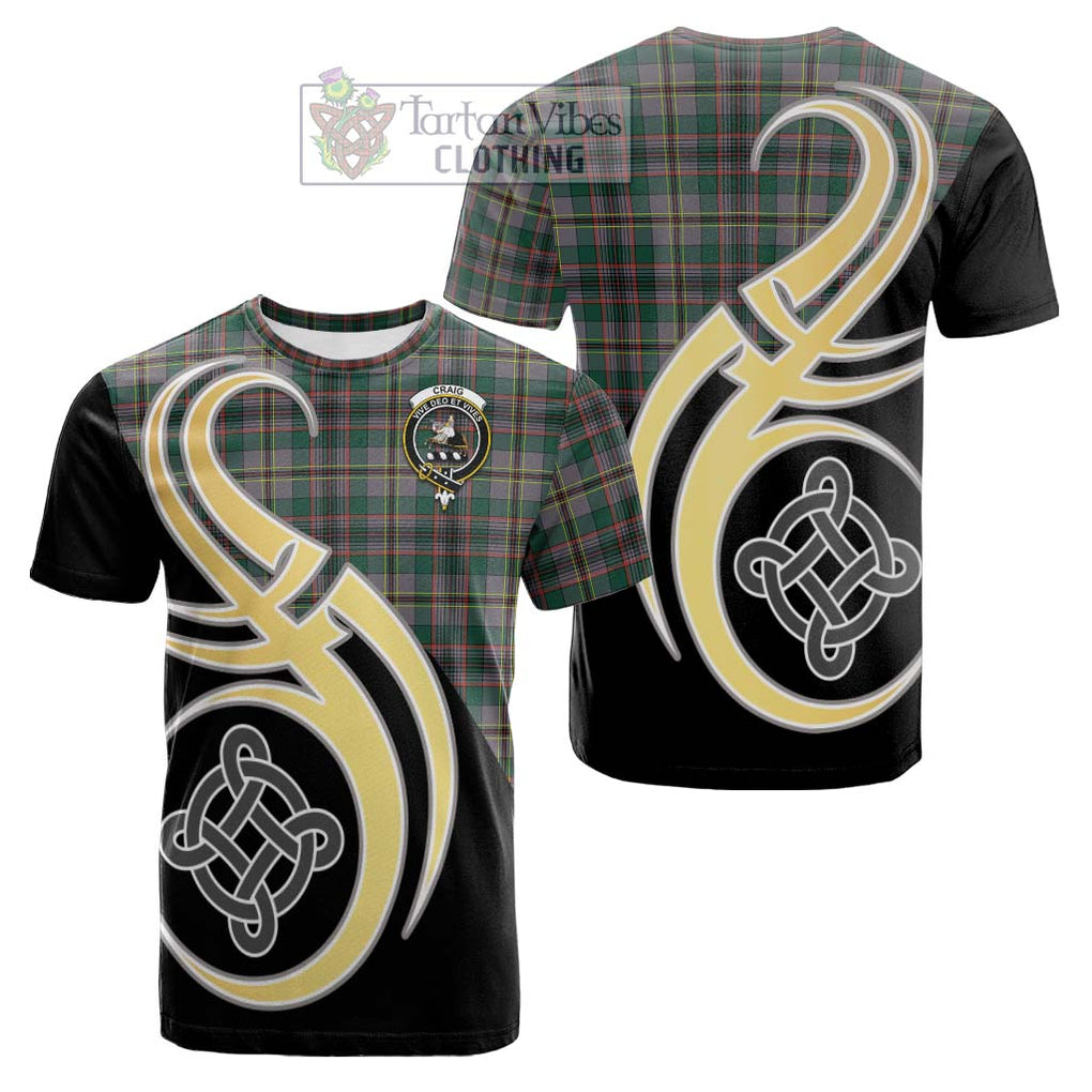 Tartan Vibes Clothing Craig Ancient Tartan Cotton T-shirt with Family Crest and Celtic Symbol Style