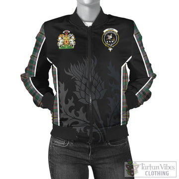 Craig Ancient Tartan Bomber Jacket with Family Crest and Scottish Thistle Vibes Sport Style