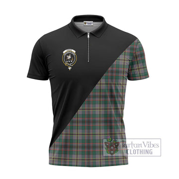 Craig Ancient Tartan Zipper Polo Shirt with Family Crest and Military Logo Style