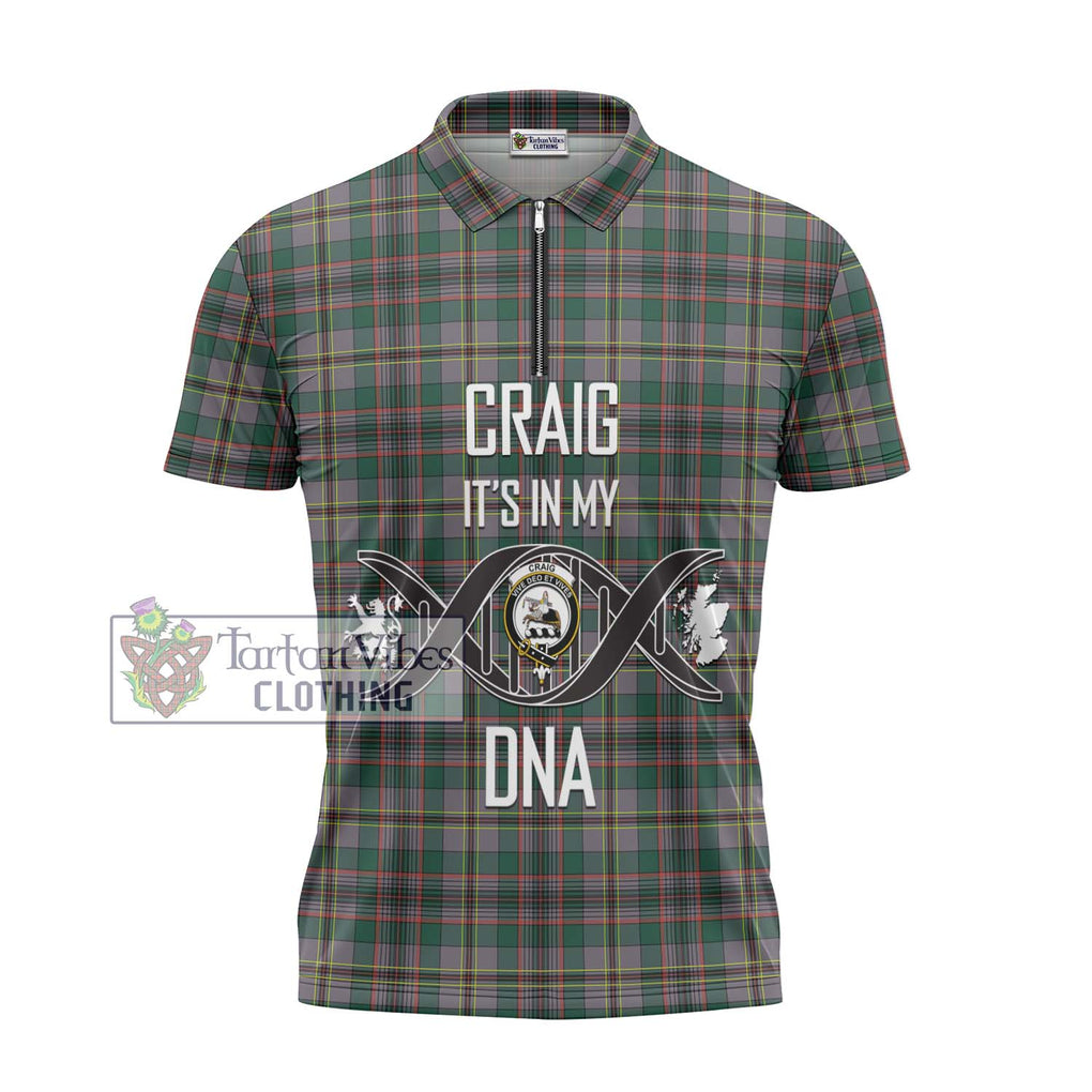 Craig Ancient Tartan Zipper Polo Shirt with Family Crest DNA In Me Style - Tartanvibesclothing Shop