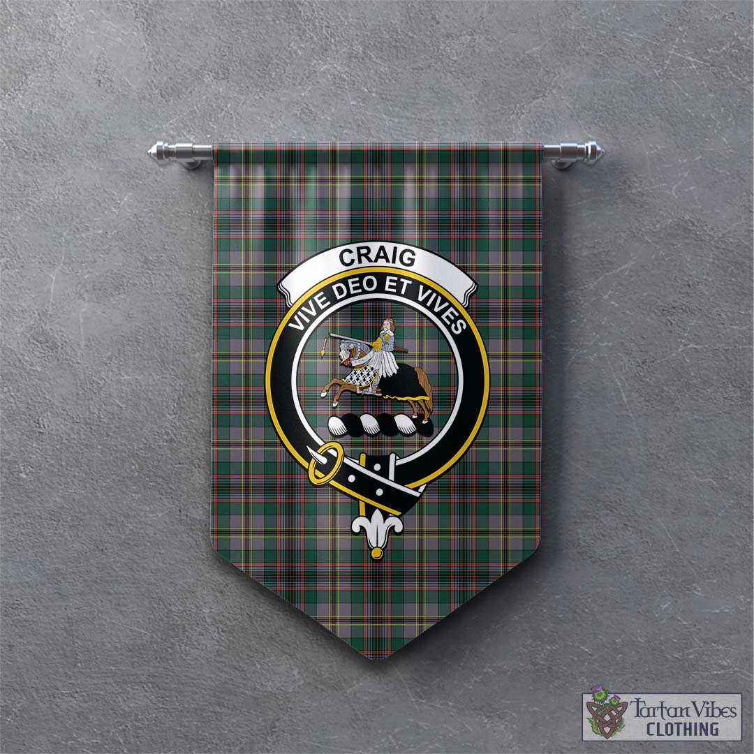 Tartan Vibes Clothing Craig Ancient Tartan Gonfalon, Tartan Banner with Family Crest