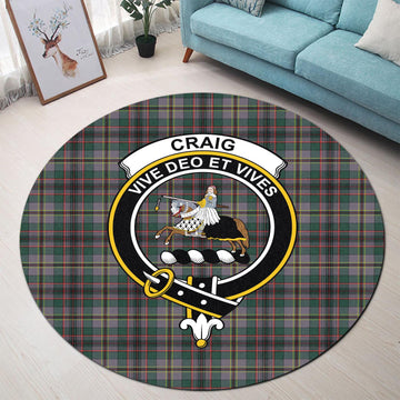 Craig Ancient Tartan Round Rug with Family Crest