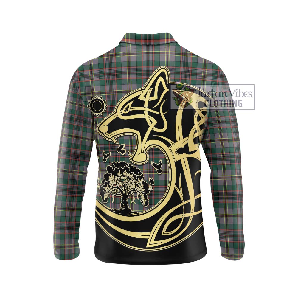 Craig Ancient Tartan Long Sleeve Polo Shirt with Family Crest Celtic Wolf Style - Tartanvibesclothing Shop