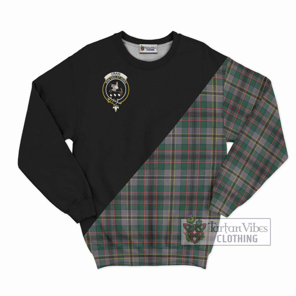 Craig Ancient Tartan Sweatshirt with Family Crest and Military Logo Style - Tartanvibesclothing Shop