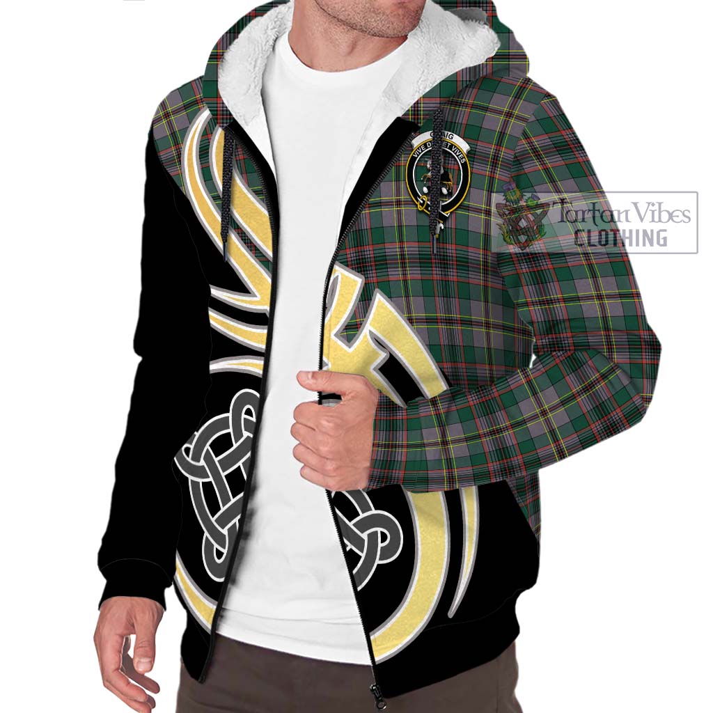 Craig Ancient Tartan Sherpa Hoodie with Family Crest and Celtic Symbol Style - Tartan Vibes Clothing