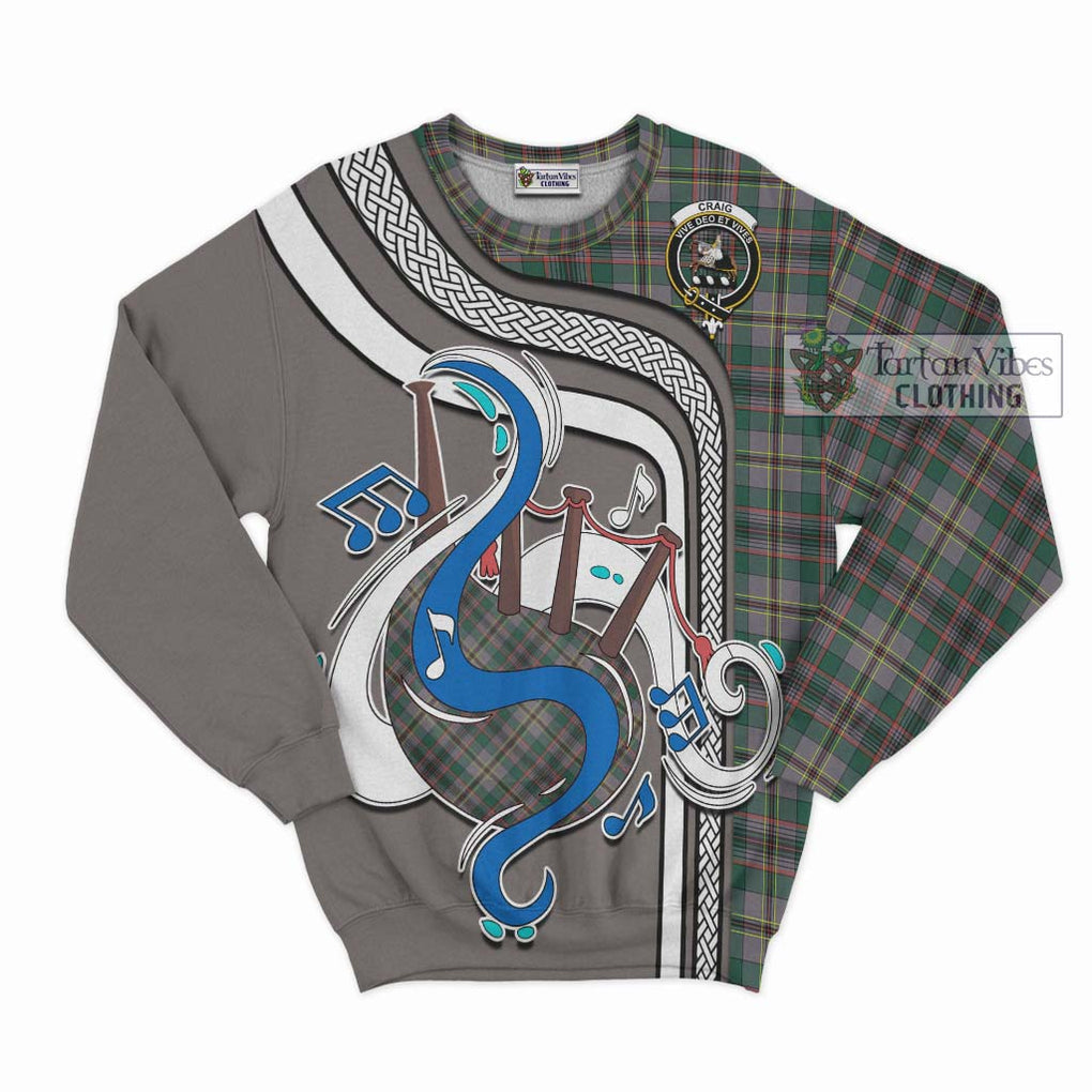 Craig Ancient Tartan Sweatshirt with Epic Bagpipe Style - Tartanvibesclothing Shop