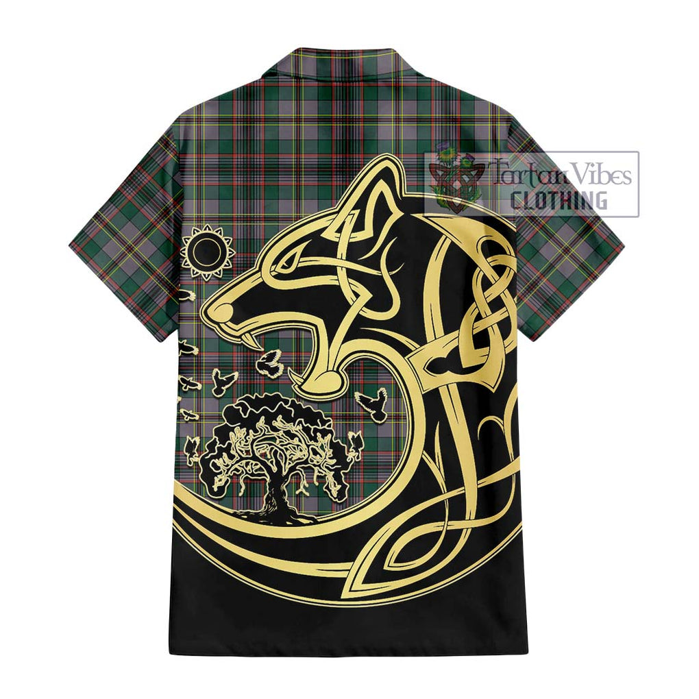 Craig Ancient Tartan Short Sleeve Button Shirt with Family Crest Celtic Wolf Style - Tartan Vibes Clothing