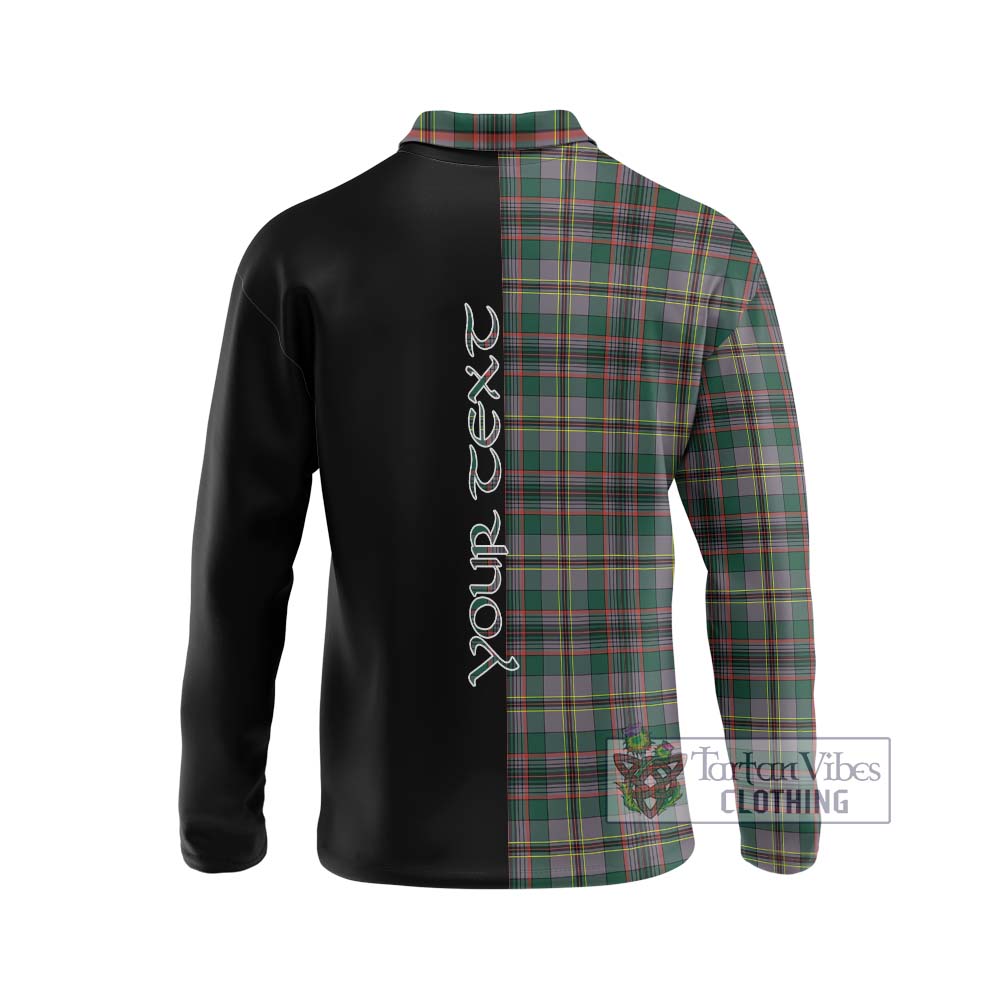 Craig Ancient Tartan Long Sleeve Polo Shirt with Family Crest and Half Of Me Style - Tartanvibesclothing Shop