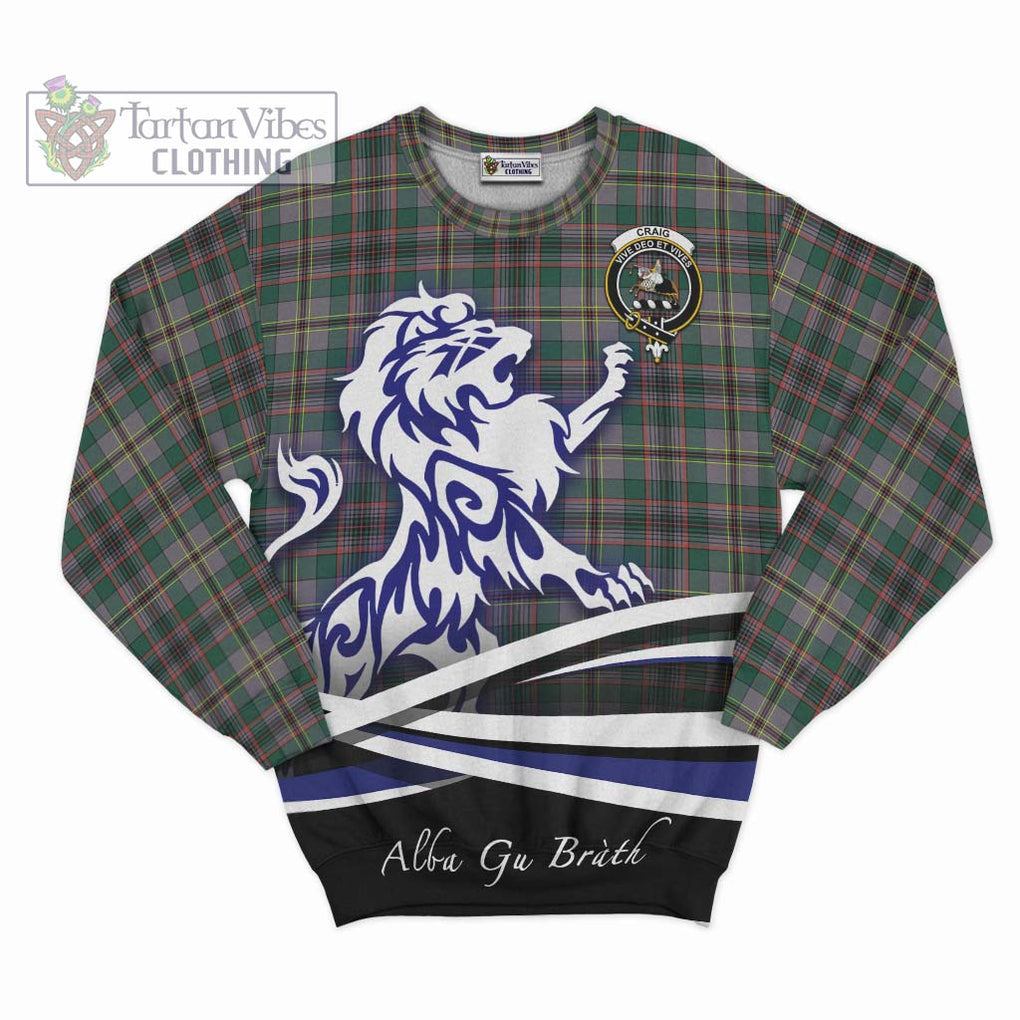 Craig Ancient Tartan Sweatshirt with Alba Gu Brath Regal Lion Emblem - Tartanvibesclothing Shop