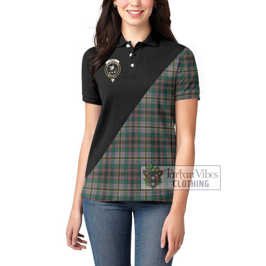 Craig Ancient Tartan Women's Polo Shirt with Family Crest and Military Logo Style - Tartanvibesclothing Shop