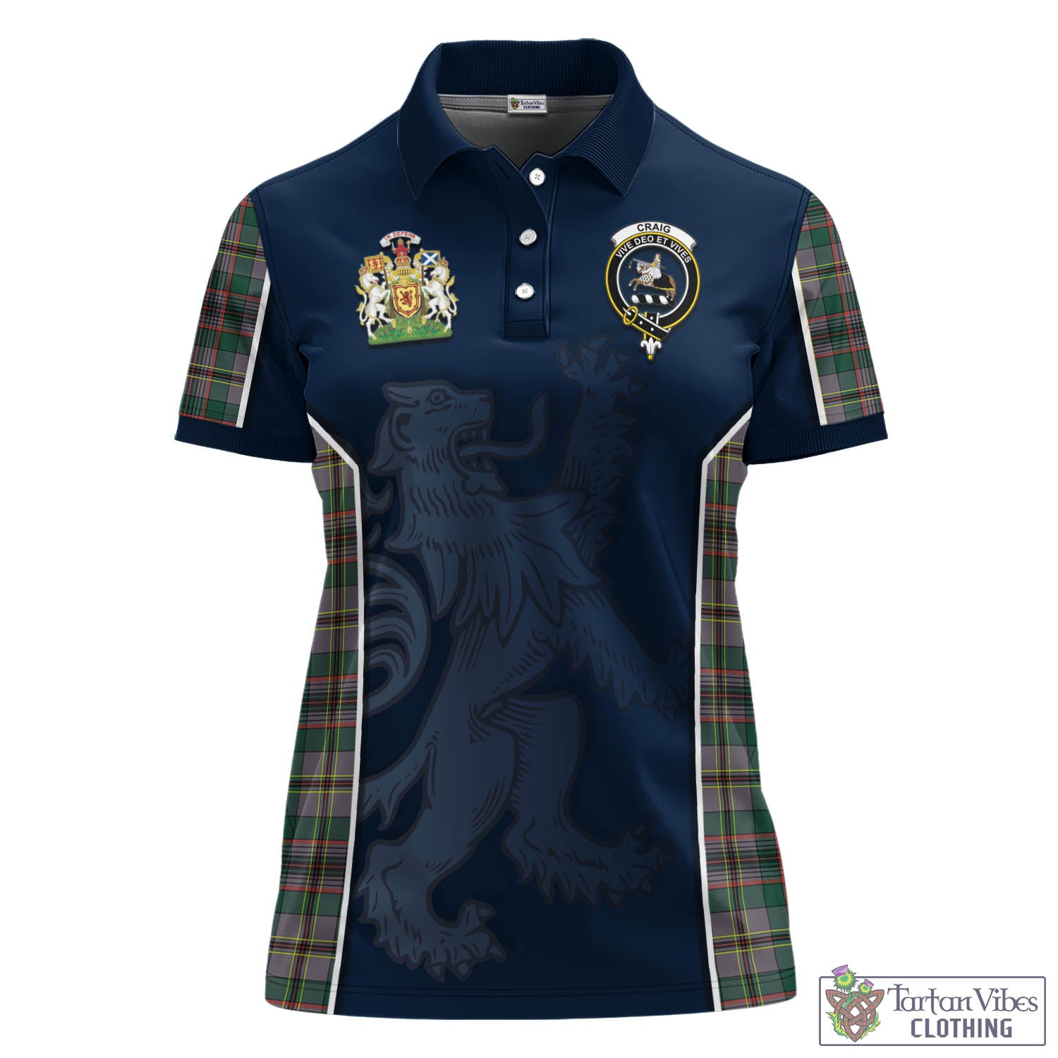 Craig Ancient Tartan Women's Polo Shirt with Family Crest and Lion Rampant Vibes Sport Style - Tartan Vibes Clothing