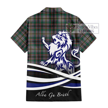 Craig Ancient Tartan Short Sleeve Button Shirt with Alba Gu Brath Regal Lion Emblem