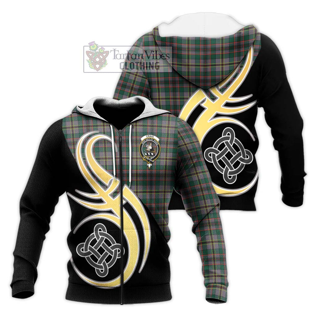 Craig Ancient Tartan Knitted Hoodie with Family Crest and Celtic Symbol Style Unisex Knitted Zip Hoodie - Tartan Vibes Clothing