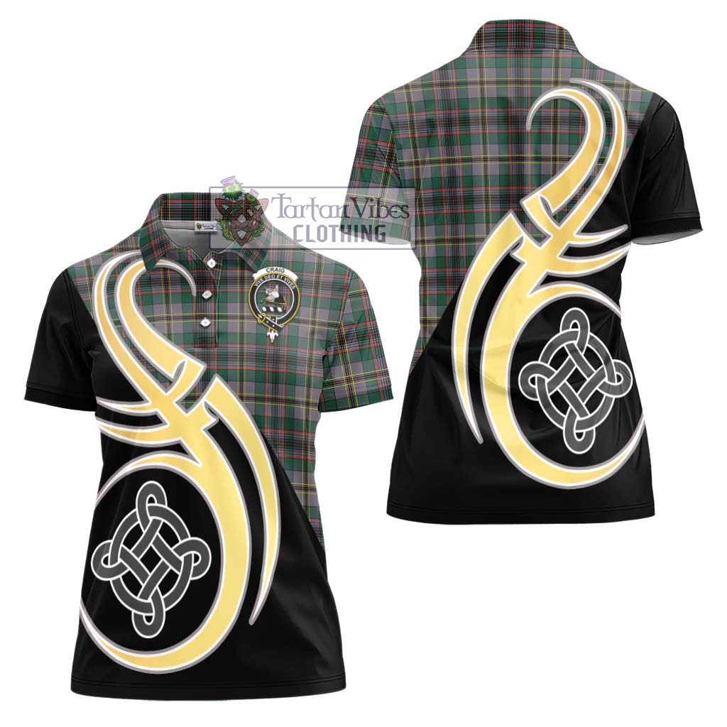 Craig Ancient Tartan Women's Polo Shirt with Family Crest and Celtic Symbol Style - Tartan Vibes Clothing