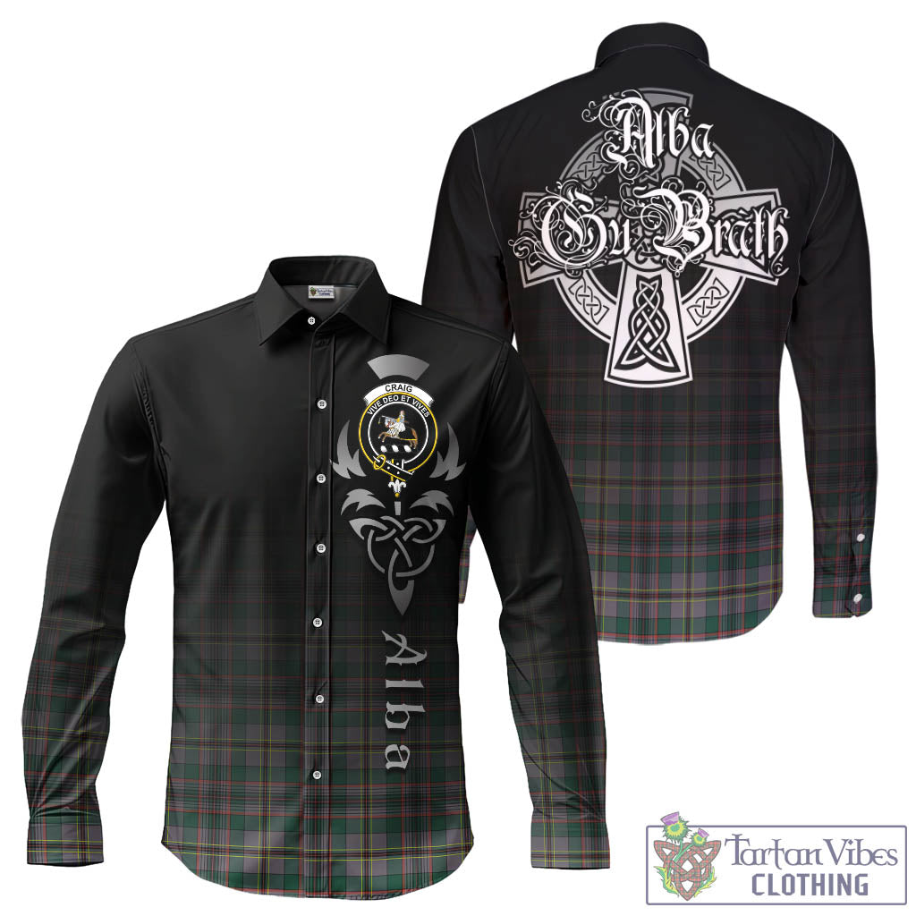 Tartan Vibes Clothing Craig Ancient Tartan Long Sleeve Button Up Featuring Alba Gu Brath Family Crest Celtic Inspired