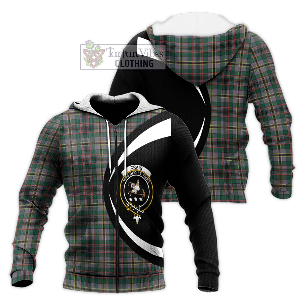 Craig Ancient Tartan Knitted Hoodie with Family Crest Circle Style Unisex Knitted Zip Hoodie - Tartan Vibes Clothing