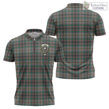 Craig Ancient Tartan Zipper Polo Shirt with Family Crest