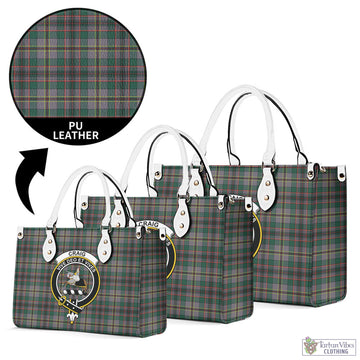 Craig Ancient Tartan Luxury Leather Handbags with Family Crest