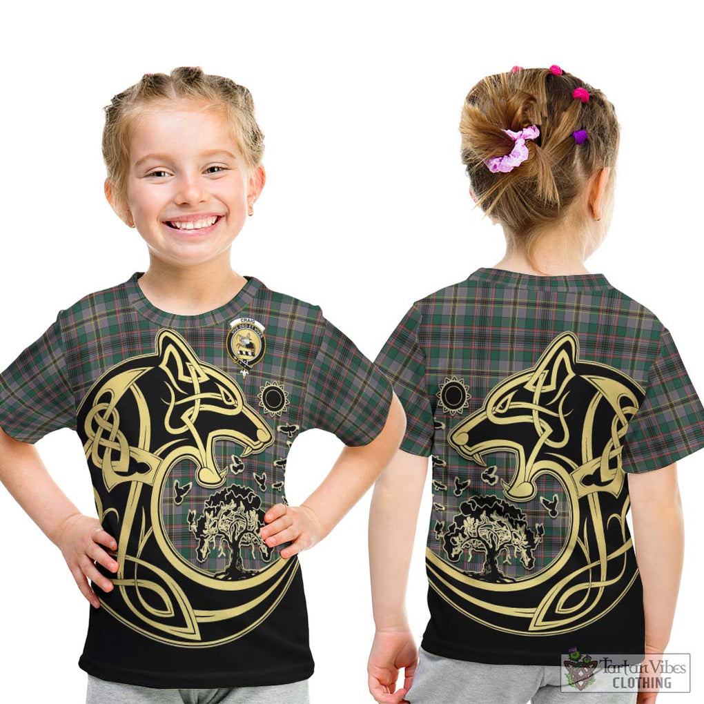 Craig Ancient Tartan Kid T-Shirt with Family Crest Celtic Wolf Style - Tartan Vibes Clothing