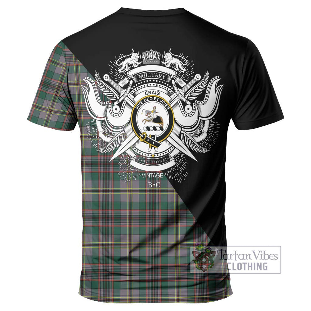 Craig Ancient Tartan T-Shirt with Family Crest and Military Logo Style - Tartanvibesclothing Shop