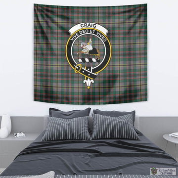 Craig Ancient Tartan Tapestry Wall Hanging and Home Decor for Room with Family Crest