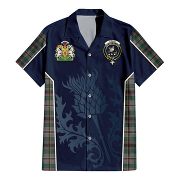 Craig Ancient Tartan Short Sleeve Button Up Shirt with Family Crest and Scottish Thistle Vibes Sport Style