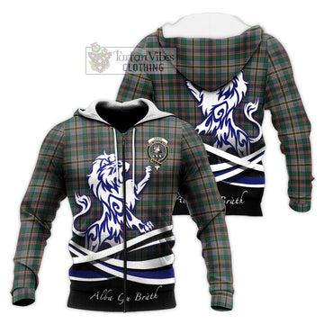 Craig Ancient Tartan Knitted Hoodie with Alba Gu Brath Regal Lion Emblem