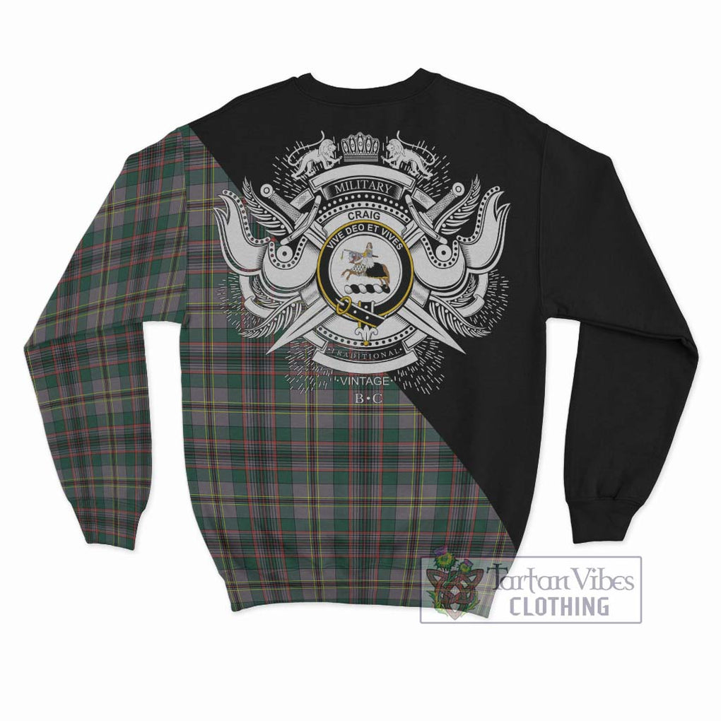 Craig Ancient Tartan Sweatshirt with Family Crest and Military Logo Style - Tartanvibesclothing Shop