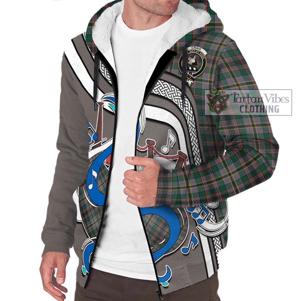 Craig Ancient Tartan Sherpa Hoodie with Epic Bagpipe Style Unisex - Tartanvibesclothing Shop