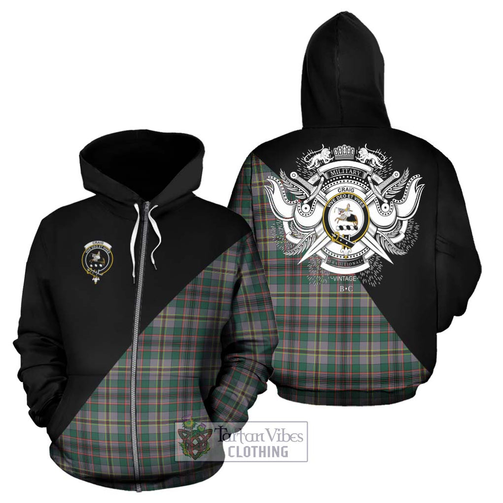 Craig Ancient Tartan Hoodie with Family Crest and Military Logo Style - Tartanvibesclothing Shop