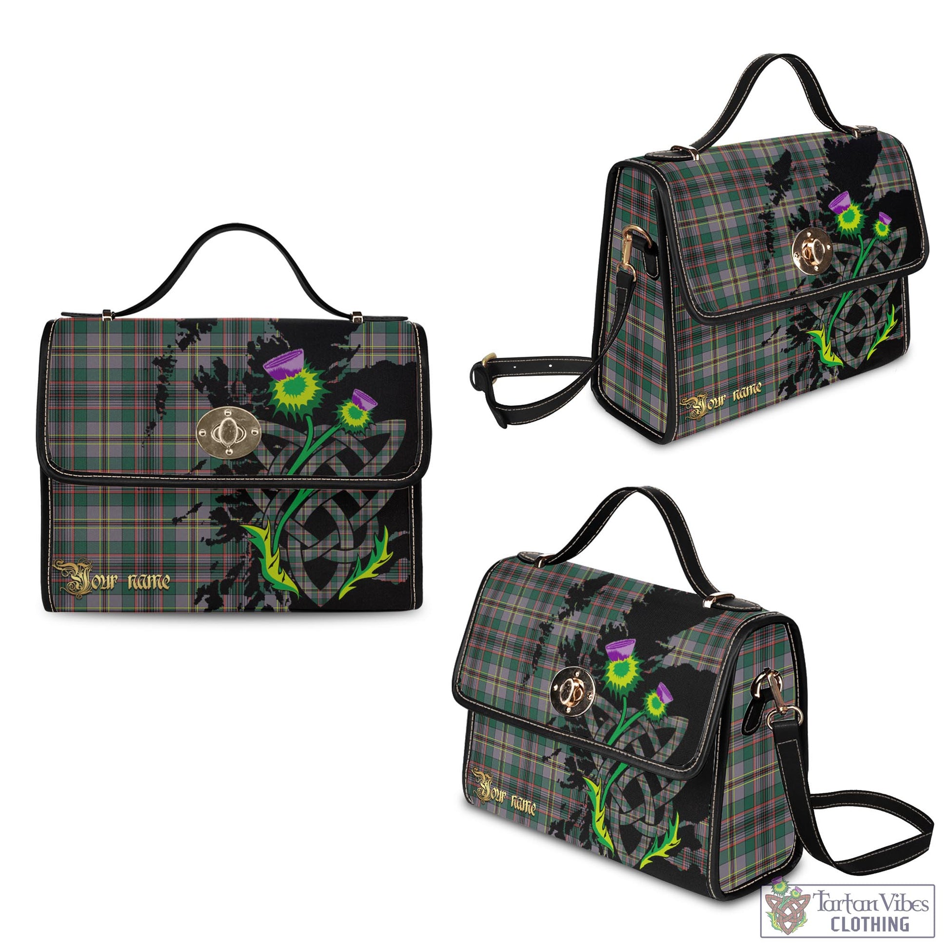 Tartan Vibes Clothing Craig Ancient Tartan Waterproof Canvas Bag with Scotland Map and Thistle Celtic Accents