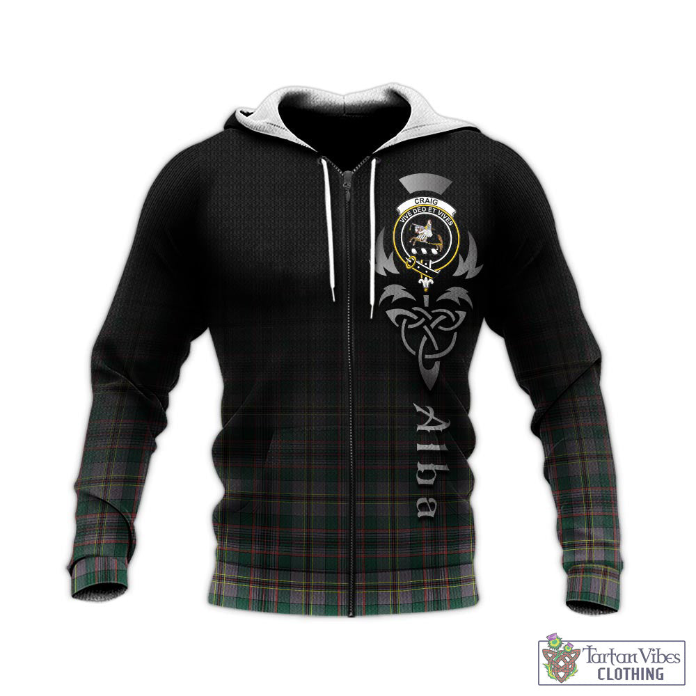 Tartan Vibes Clothing Craig Ancient Tartan Knitted Hoodie Featuring Alba Gu Brath Family Crest Celtic Inspired