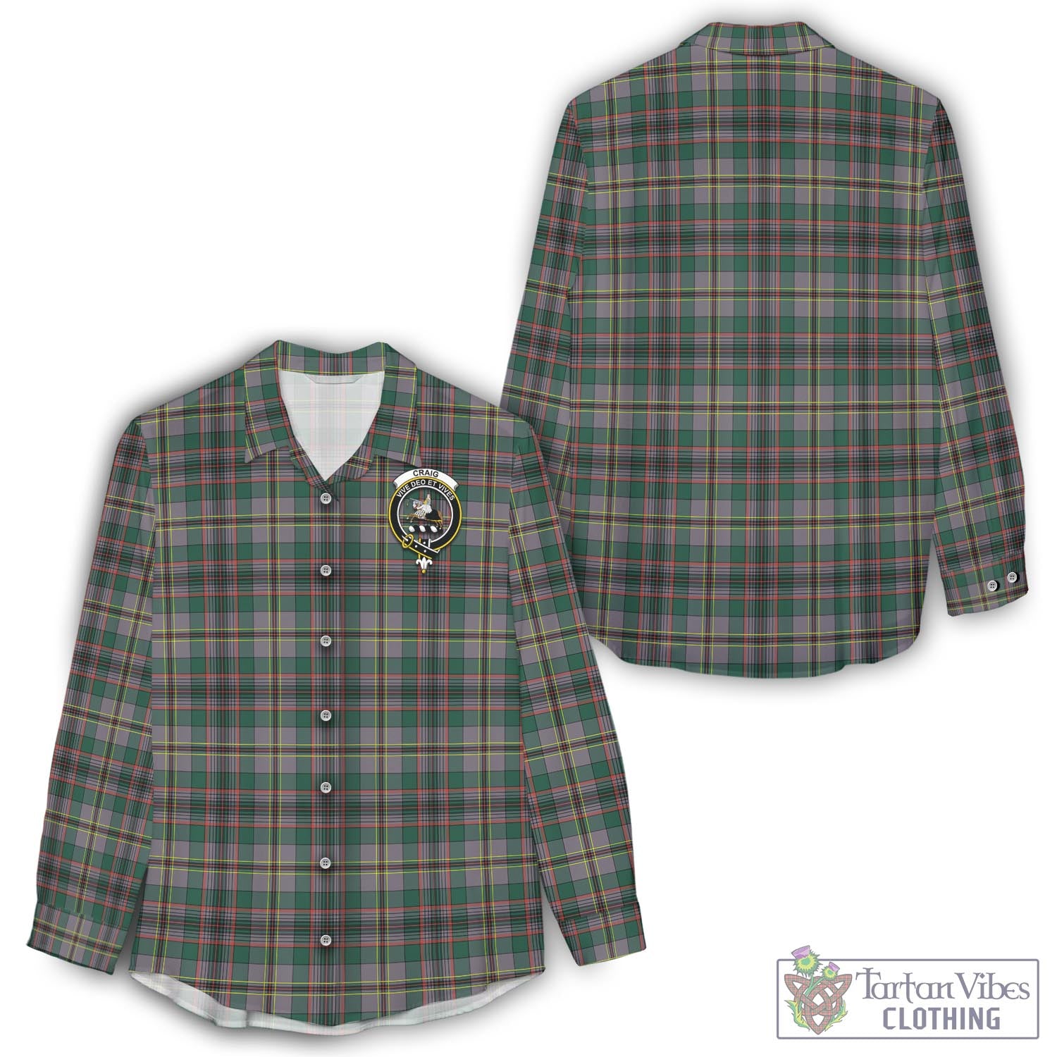 Tartan Vibes Clothing Craig Ancient Tartan Womens Casual Shirt with Family Crest