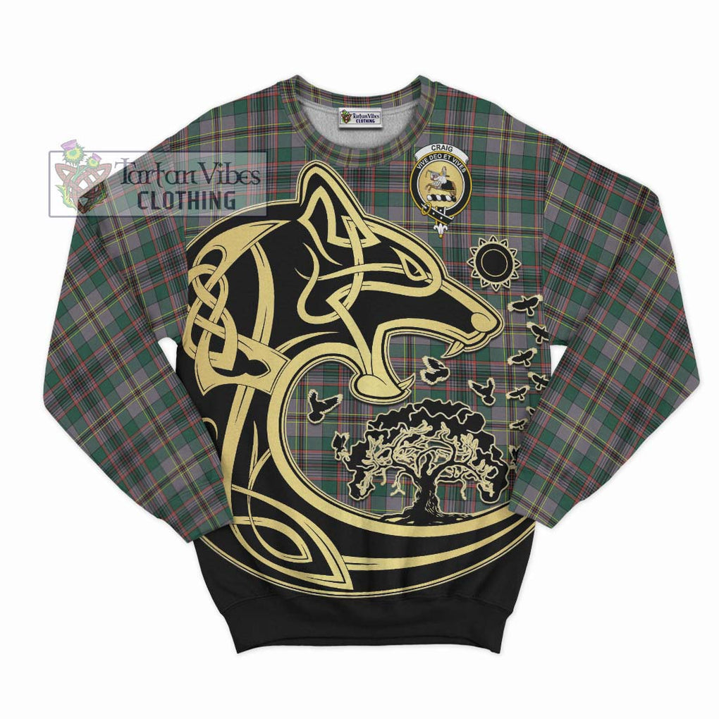 Craig Ancient Tartan Sweatshirt with Family Crest Celtic Wolf Style - Tartan Vibes Clothing