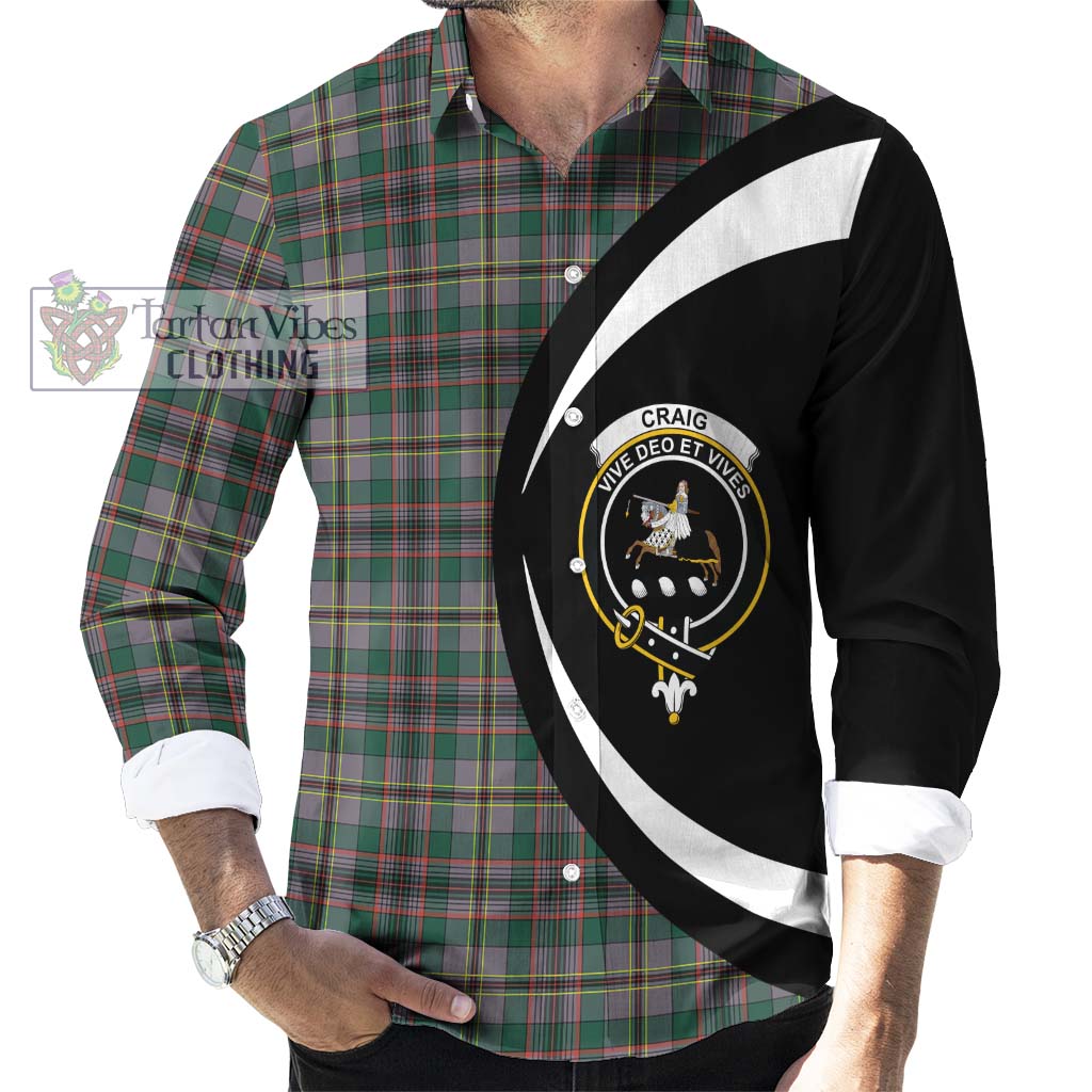 Craig Ancient Tartan Long Sleeve Button Up with Family Crest Circle Style - Tartan Vibes Clothing