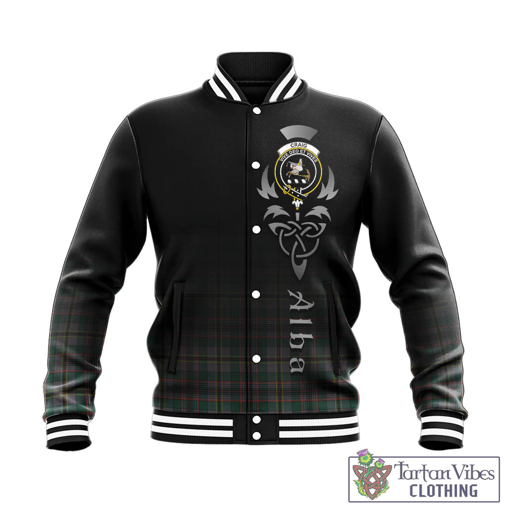 Tartan Vibes Clothing Craig Ancient Tartan Baseball Jacket Featuring Alba Gu Brath Family Crest Celtic Inspired