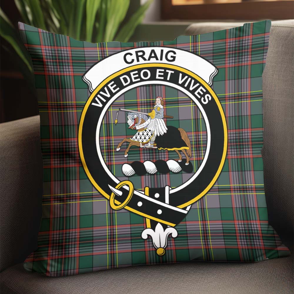 Craig Ancient Tartan Pillow Cover with Family Crest - Tartanvibesclothing